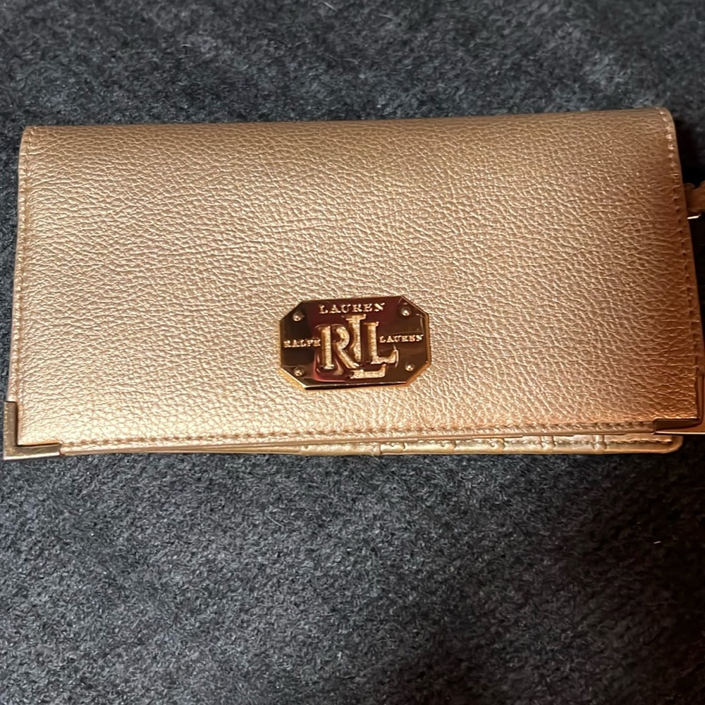 Ralph Lauren gold bifold wallet.